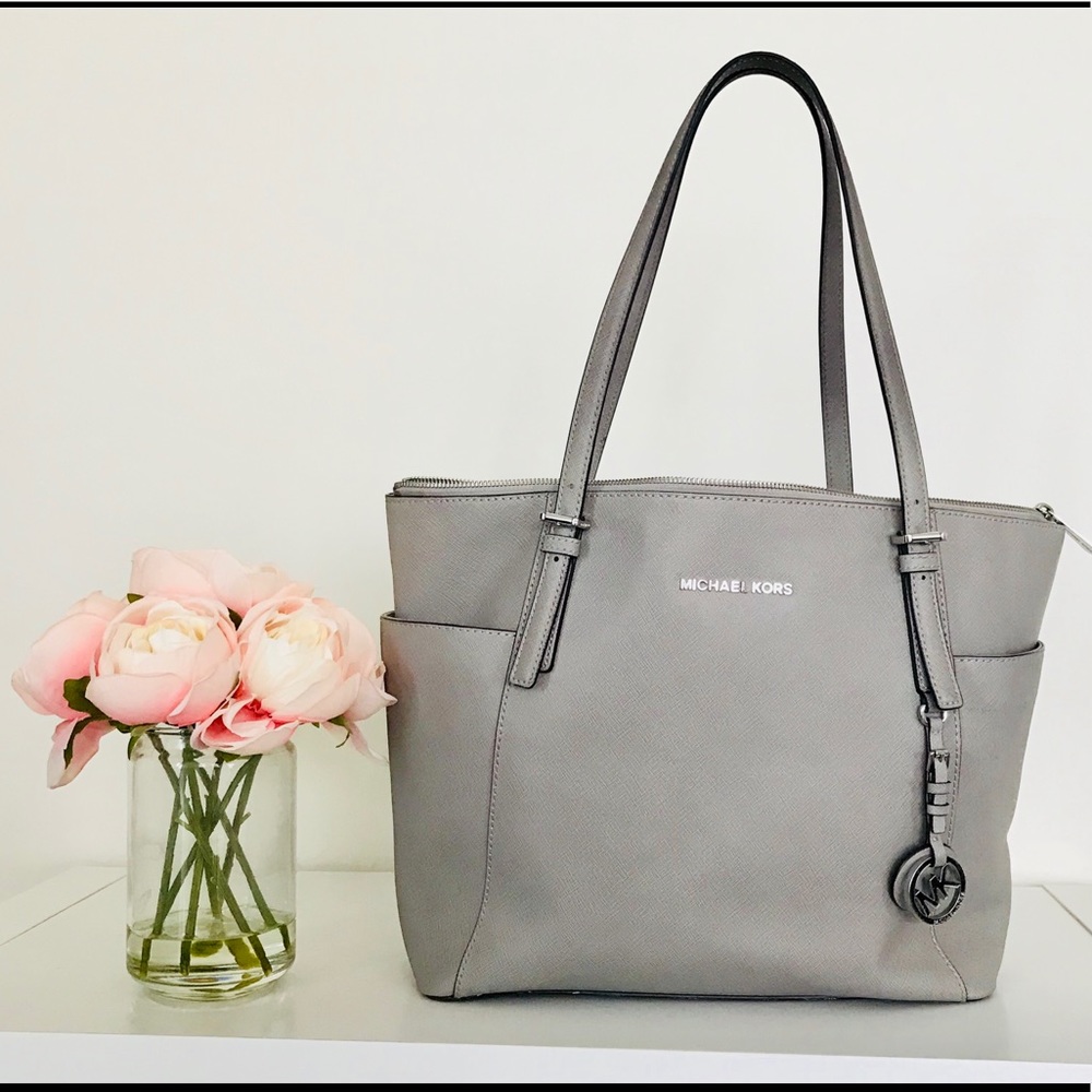 Grey Michael Kors top zip medium tote